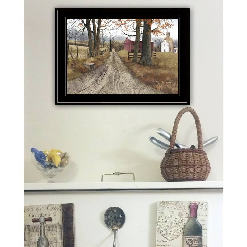 TrendyDecor4U Farmhouse "The Road Home" Framed Print Wall Art by Billy Jacobs Earthtone On
